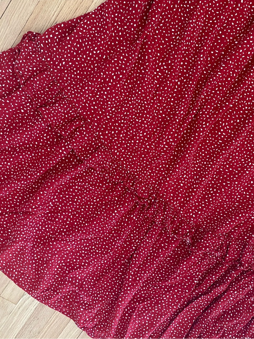 Ava and Viv red micro dot long sleeve tiered prairie modest tradwife maxi 3X - Picture 4 of 8
